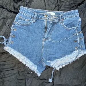 Windsor Blue Lace-Up Jean Shorts